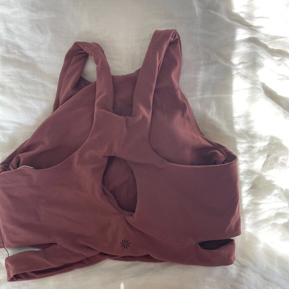 Set of 3 Athleta Conscious Crop Cut Out Bra Large Tawny Rose, White and Black - Picture 7 of 13